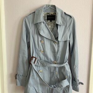 Banana Republic Blue Trench Coat with Belted Waist
